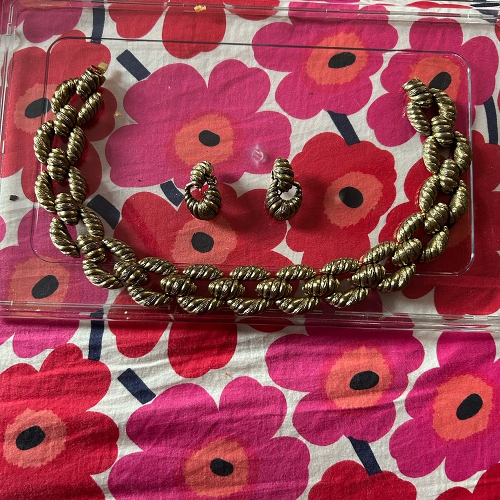 Necklace and clip on earrings set